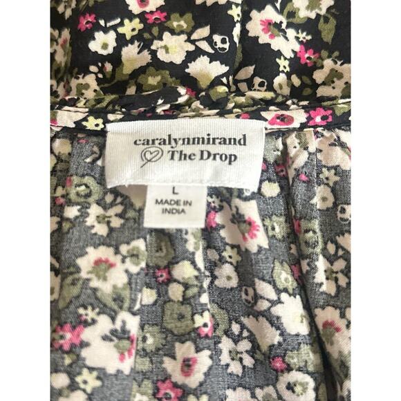 The Drop Women's Caralynmirand Floral Ruffle-Neck Tiered Mini Dress Size L Black - Picture 9 of 10
